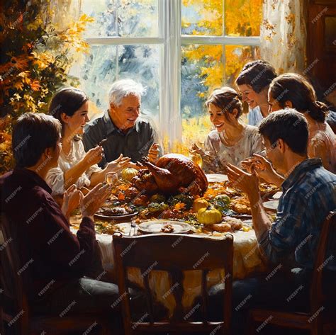 A group of friends or family sharing what theyre thankful for | Premium