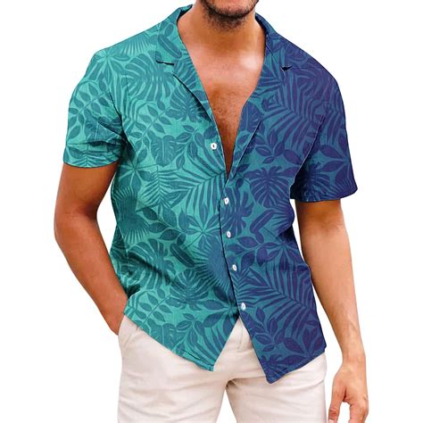 Poteti Mens Summer Shirts Plus Size Hawaiian Beach Tropical Short