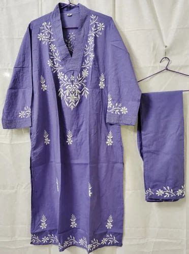 Solid Cotton Kurti Plazo Set With Chikan Hand Embroidery Pleated At Rs