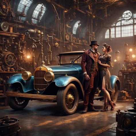 Steampunk Car Workshop Ai Generated Artwork Nightcafe Creator