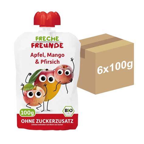 FRECHE FREUNDE Bio Quetschie Apfel Mango Pfirsich 6er Pack für 4 33