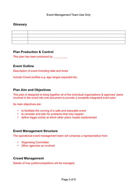 Event Management Plan Template In Word And Pdf Formats Page 3 Of 9