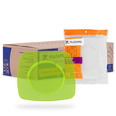 PRATO PLAST QUADRADO VERDE CLARO PLAZAPEL 15CM 10X10UND PTQ15 09 Di