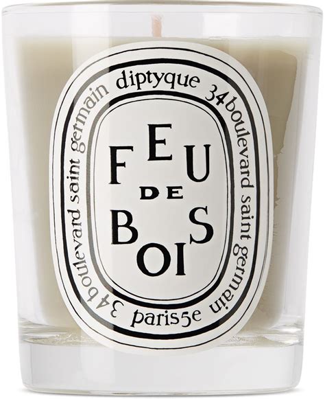 Diptyque Off White Feu De Bois Candle 190 G Diptyque Fragrance