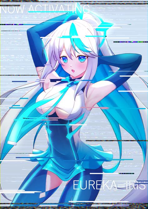 Safebooru 1girl O Absurdres Armpits Arms Behind Head Arms Up Blue Dress Blue Eyes Blue Gloves