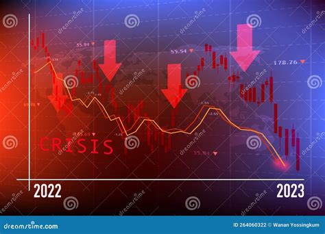 Recession 2023 Graph And Stock Market Slump Show Global Economic Crisis In 2023 Vector