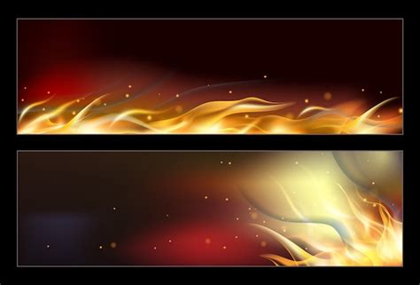 Premium Vector Hot Fire Banners Set With Orange Flames