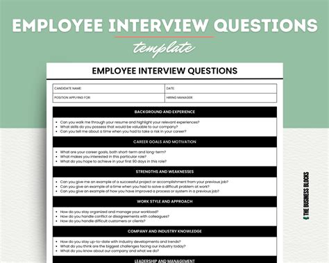 Employee Interview Questions Template The Business Blocks