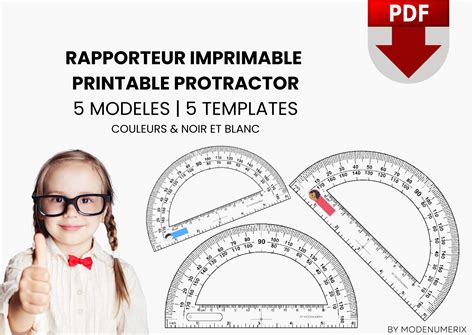 Real Size Printable Protractor In A Pdf Format School Supply To