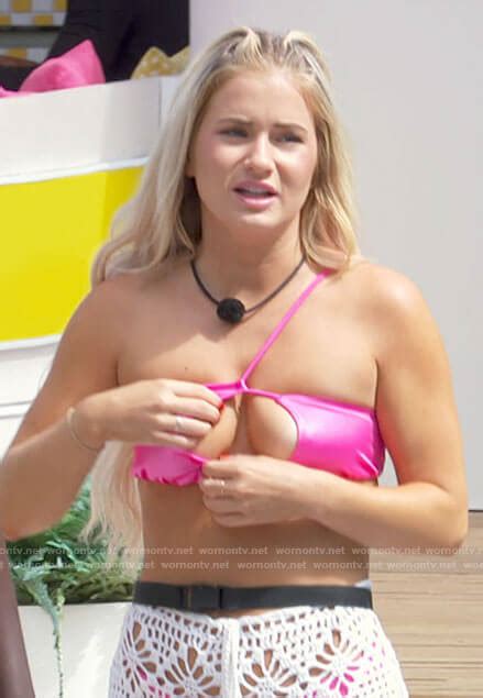 WornOnTV Debs Pink Asymmetrical Bikini Top On Love Island USA Deb