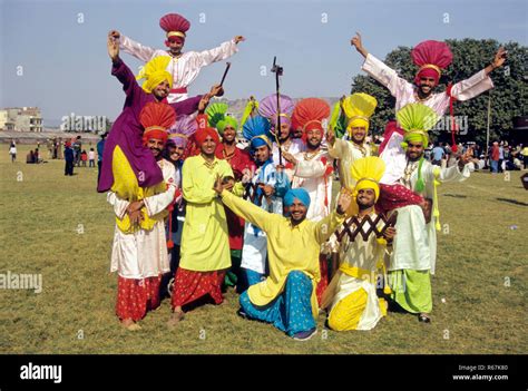 Men Performing Bhangra Dance Folk Dance Punjab India Stock Photo Alamy