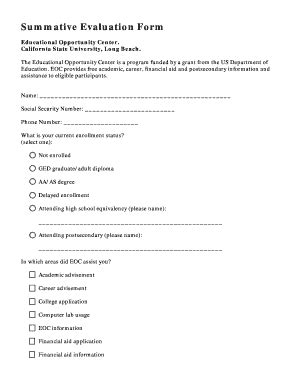 Fillable Online Csulb Summative Evaluation Form California State