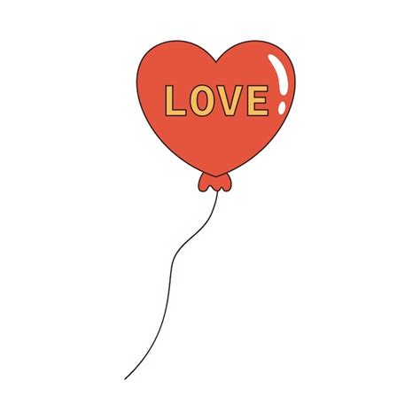 Ballon En Forme De Coeur De Vecteur Avec Texte D Amour Ballon Rouge En