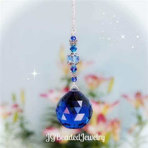 Sapphire Blue Butterfly Swarovski Crystal Suncatcher Rearview Etsy