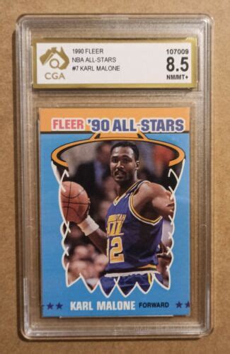 Karl Malone All Stars Fleer Nba Card Cga Nm Mint Not Psa