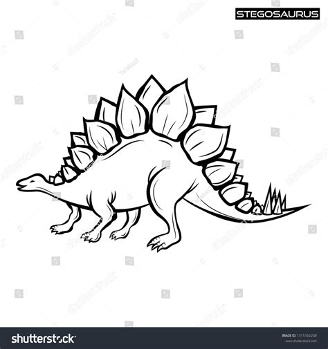 Line Drawing Dinosaur Stegosaurus Illustration Vector Stock Vector