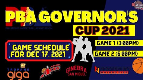 Pba Schedule Today Dec 17 2021 Pba Governor S Cup 2021 2022 Pba