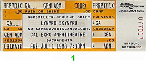 Lynyrd Skynyrd Vintage Concert Vintage Ticket From Cal Expo