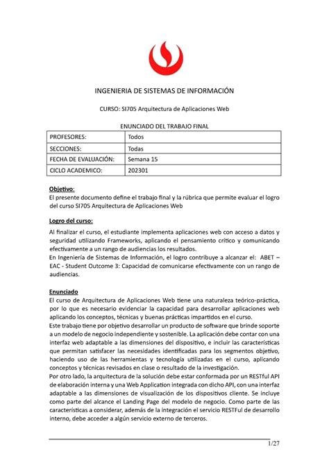 Upc Pre Si Final Project Statement Abet Ingenieria