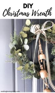 Diy Christmas Wreath With Ribbon And Brass Bells Making Home Pretty