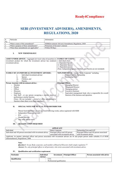 Sebi Ia Amendment Regulations 2020 Pdf