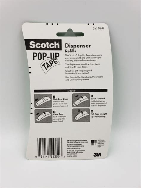 Scotch Pop Up Tape Refills 225 Strips 3 Tape Pads W 75 Strips Per Pad