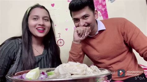 Momos Eating Challenge With Husband Couplespicy Momos Youtube