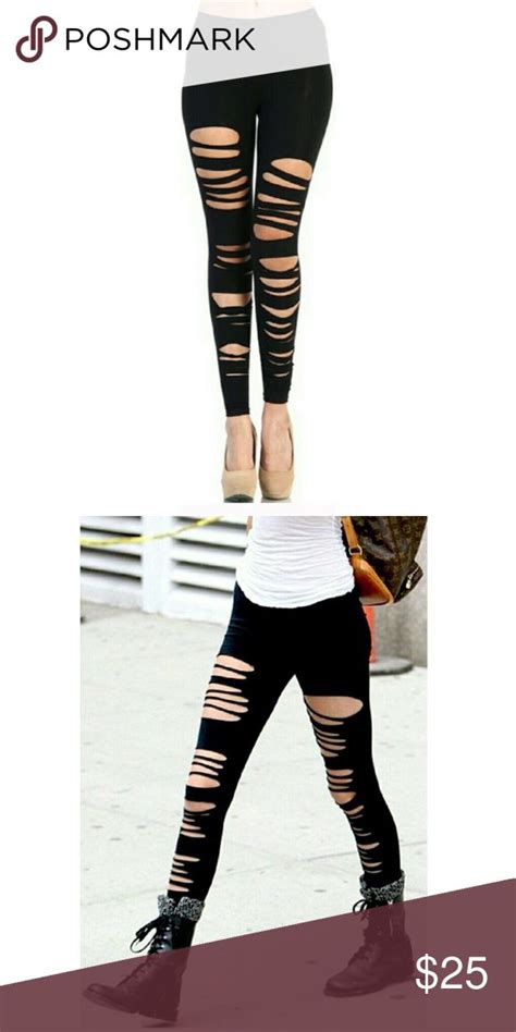 Cutout Ripped Black Leggings Black Ripped Leggings Ripped Leggings