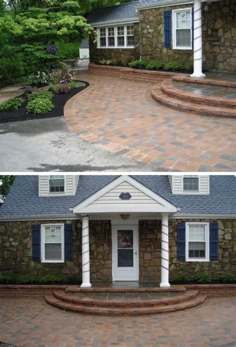 Eye Catching Paver Steps Against House To Improve Your Landscape