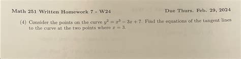 Solved Math Written Homework W Due Thurs Feb Chegg