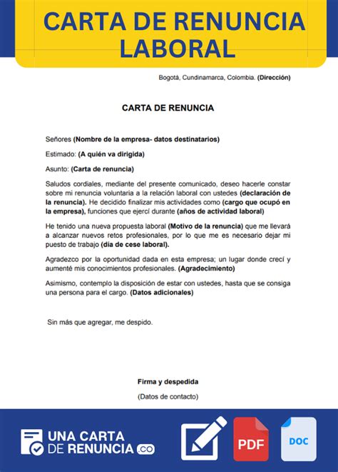 Carta De Renuncia Laboral Ejemplos Formatos The Best Porn Website