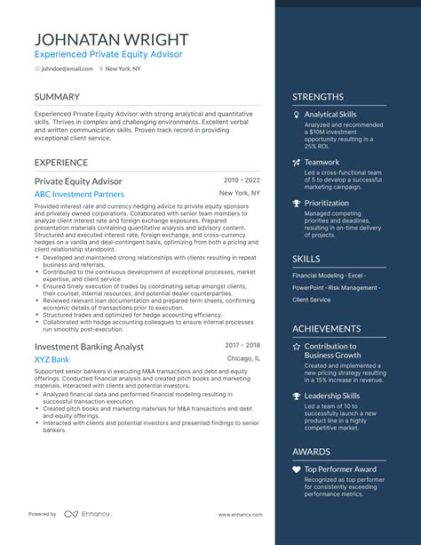 Private Equity Resume Examples Guide For