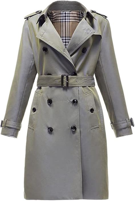 Mid Length Womens Trench Coat Double Breasted Coat With Beltbritish Style Amazonca