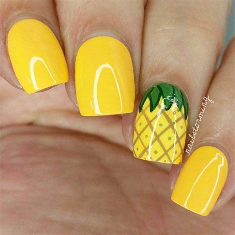 Sommer N Gel Design Ideen Ananas Gelb Unhas Decoradas Unhas Bonitas