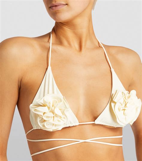 Womens Magda Butrym Neutral Rose Appliqu Triangle Bikini Top Harrods Uk