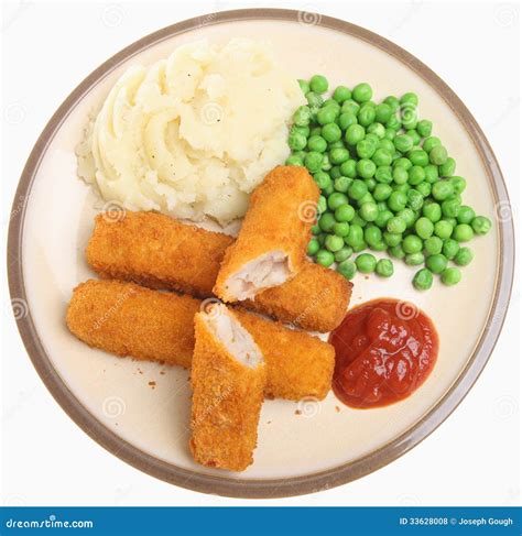 Fish Fingers Or Sticks Dinner From Above Royalty Free Stock Photos