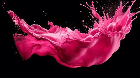 Premium AI Image Pink Paint Splash Isolated On Black Background