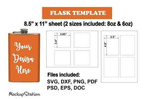 Flask Label Template Svg Flask Sublimation Template