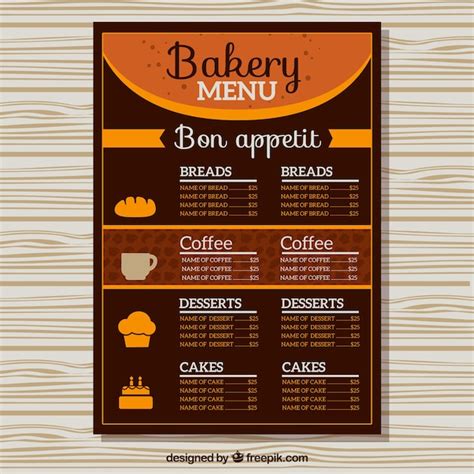 Bakery menu orange template Vector | Premium Download