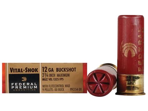 Federal Premium Vital Shok Ammunition 12 Gauge 2 3 4 Buffered 00 Copper Plated Buckshot 9