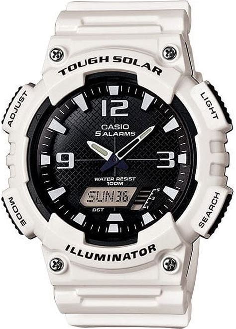 Casio Men S Solar Sport Combination Watch White Glossy Resin Strap Aqs810wc 7av