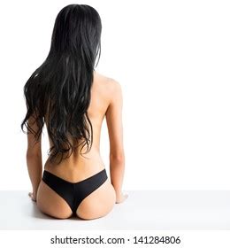 Slim Topless Woman Sitting Back Combs Stock Photo 141284806 Shutterstock