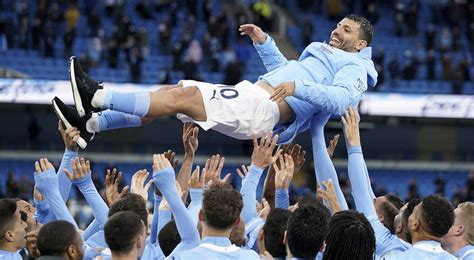 Aguero scores twice in Premier League farewell with Manchester City