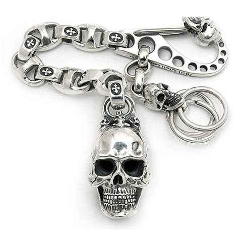 Giant Skull With C Cross Links Key Chain Bill Wall Leather Inc