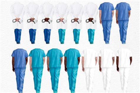 Doctors Clipart Nurses Scrubs Graphic By Lecoqdesign Creative Fabrica