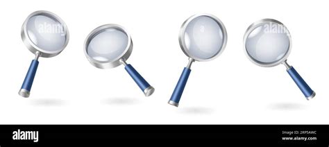 Set Of Magnifying Glasses Realistic Isolated On White Background With Shadows 3d Magnifiers