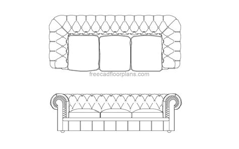 Chesterfield Sofa Block Free Cad Floor Plans