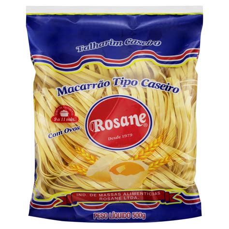 MACARRÃO DE SÊMOLA OVOS CASEIRO TALHARIM 2 ROSANE PACOTE 500G