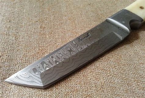 TNZ USA Damascus Fixed Blade Tanto THK 366 | www.devonbuy.com