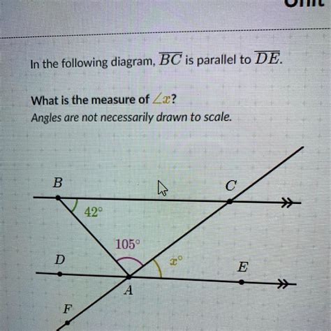 In The Following Diagram BC Is Parallel To DE What Is The Measure Of